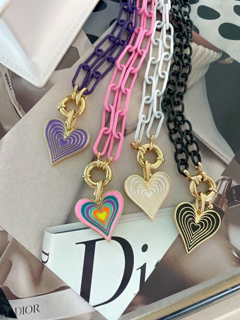 The Best Heart Enamel and Chain Magnetic Necklace-Necklaces-Krush Kandy, Women's Online Fashion Boutique Located in Phoenix, Arizona (Scottsdale Area)