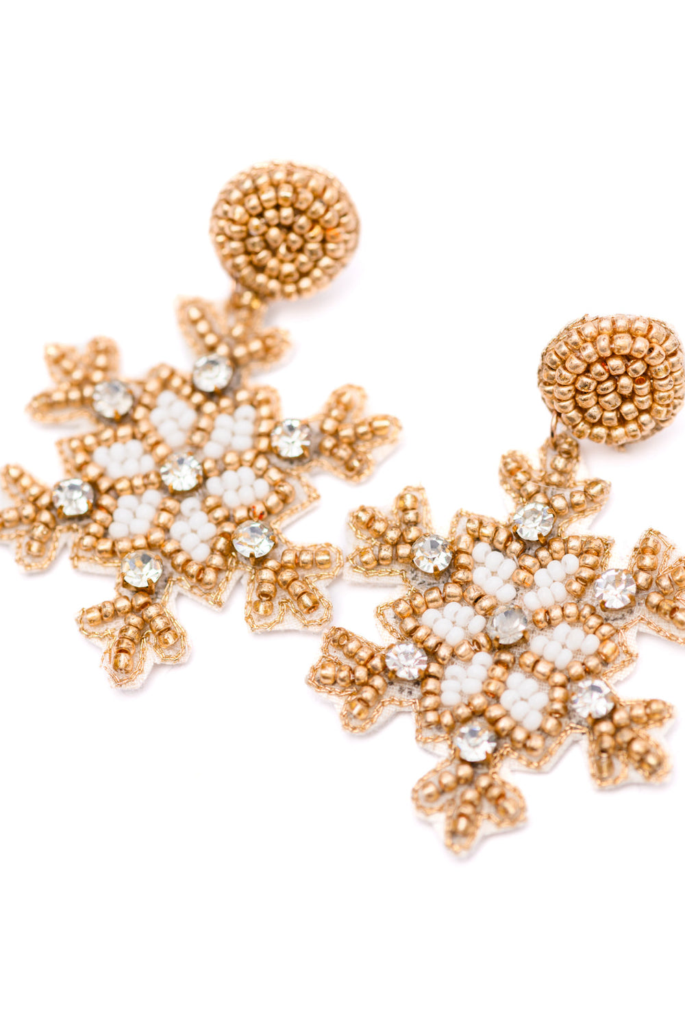 Glitz And Glam Beaded Snowflake Earrings-Earrings-Krush Kandy, Women's Online Fashion Boutique Located in Phoenix, Arizona (Scottsdale Area)