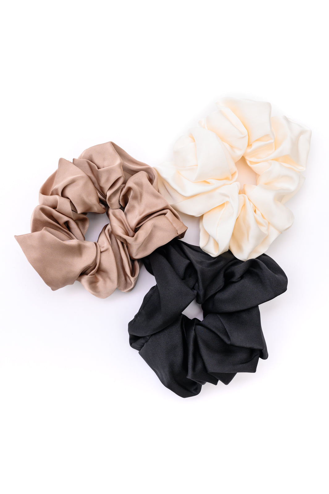 Jumbo Silk Scrunchies Set of Three-Hair Accessories-Krush Kandy, Women's Online Fashion Boutique Located in Phoenix, Arizona (Scottsdale Area)