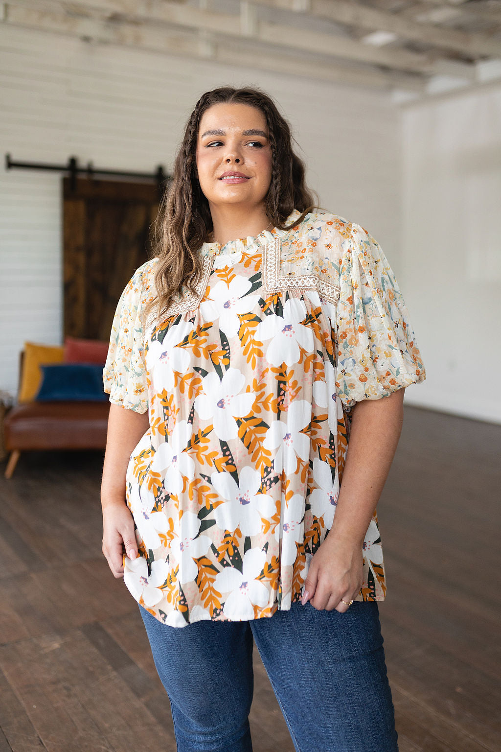 Daydreamer Mixed Floral Top-Short Sleeve Tops-Krush Kandy, Women's Online Fashion Boutique Located in Phoenix, Arizona (Scottsdale Area)