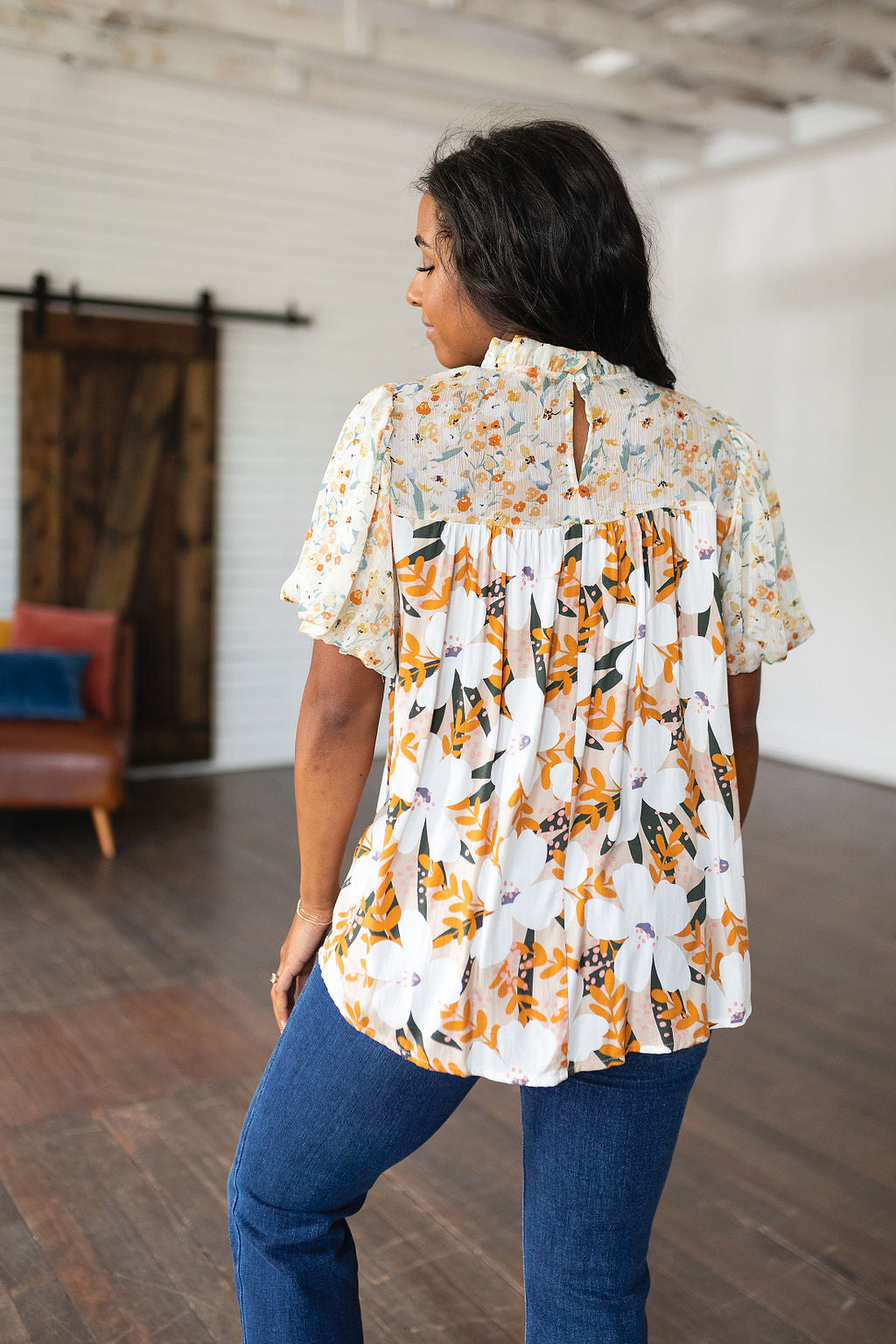 Daydreamer Mixed Floral Top-Short Sleeve Tops-Krush Kandy, Women's Online Fashion Boutique Located in Phoenix, Arizona (Scottsdale Area)
