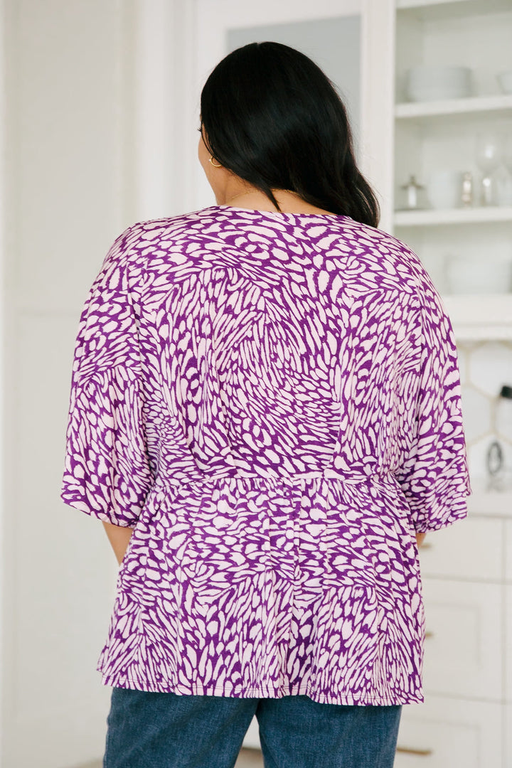Dearest Dreamer Peplum Top in Painted Purple-Long Sleeve Tops-Krush Kandy, Women's Online Fashion Boutique Located in Phoenix, Arizona (Scottsdale Area)