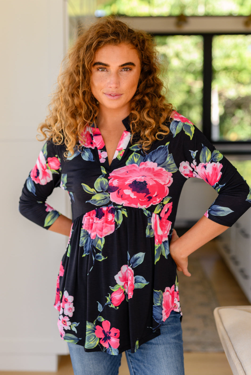 Doing My Best Floral Top-Long Sleeve Tops-Krush Kandy, Women's Online Fashion Boutique Located in Phoenix, Arizona (Scottsdale Area)