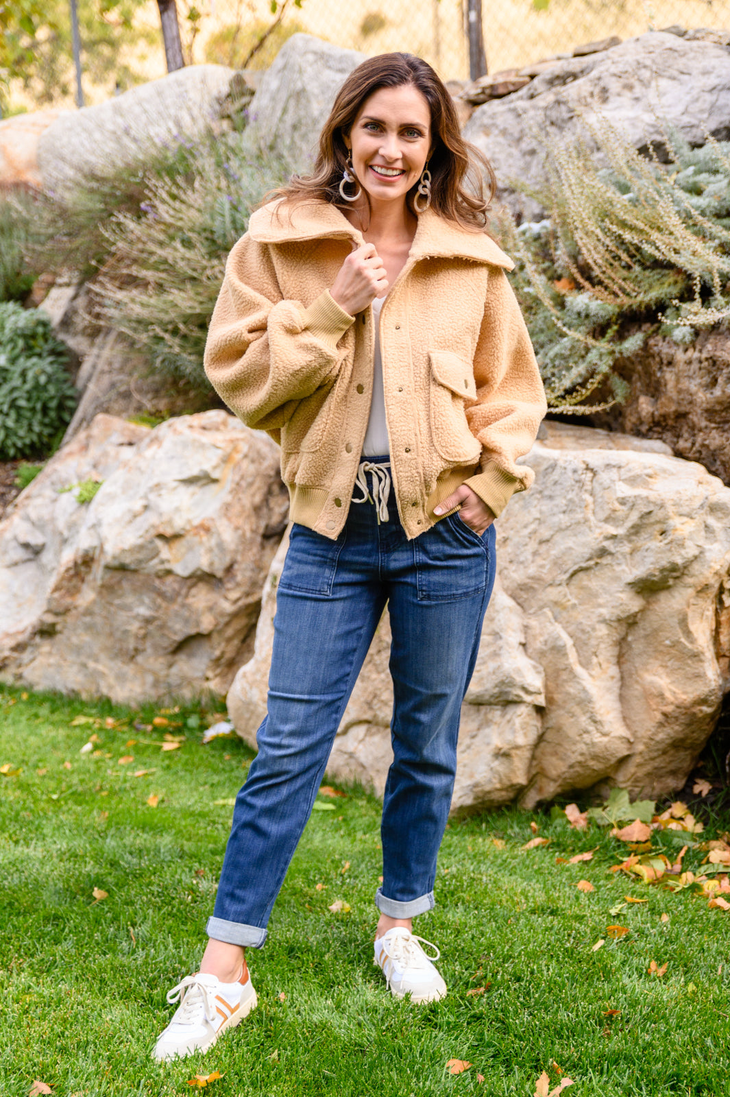 Don't Stress Oversized Collar Sherpa Jacket In Taupe | S-3X-Jackets-Krush Kandy, Women's Online Fashion Boutique Located in Phoenix, Arizona (Scottsdale Area)