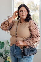 Dots on My Sleeves Blouse-Long Sleeve Tops-Krush Kandy, Women's Online Fashion Boutique Located in Phoenix, Arizona (Scottsdale Area)