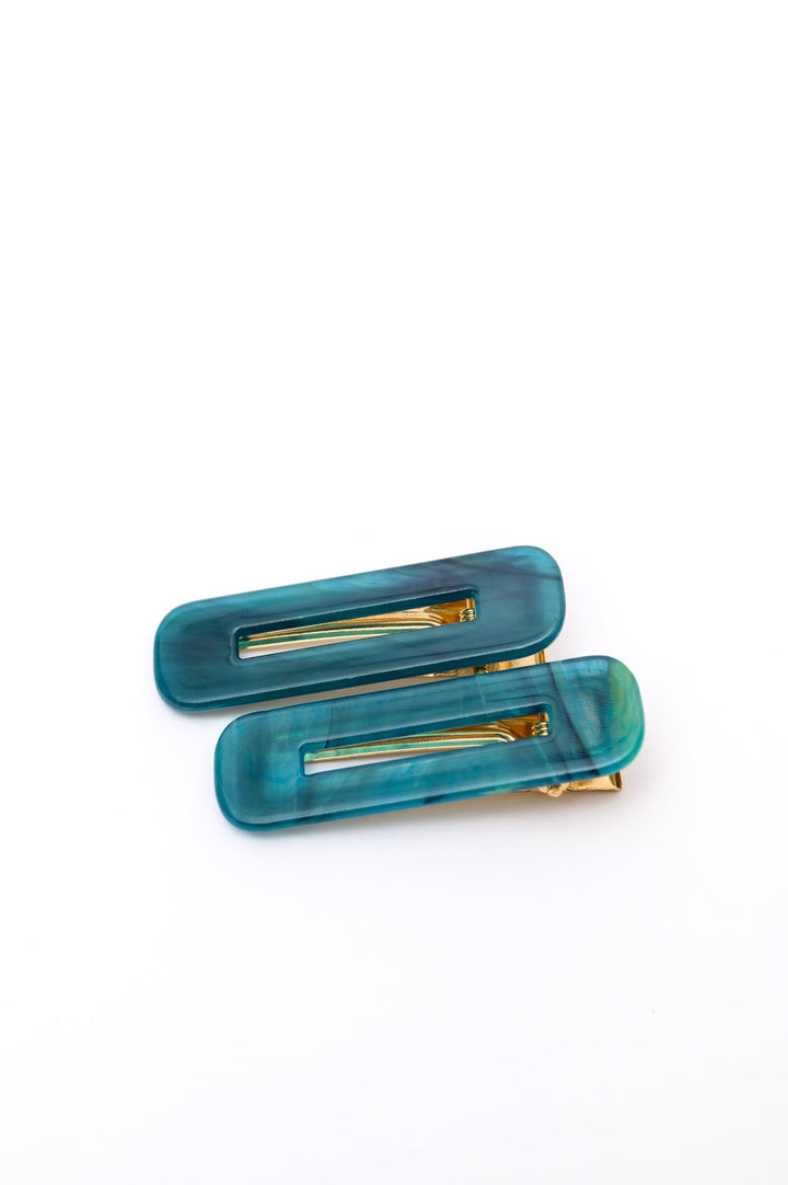 Double Trouble 2 Pack Hair Clip in Sea Blue-Hair Accessories-Krush Kandy, Women's Online Fashion Boutique Located in Phoenix, Arizona (Scottsdale Area)