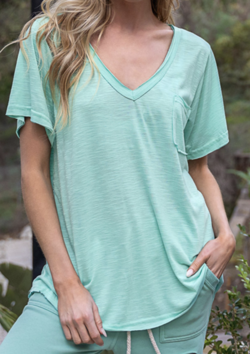 POL Take The Chance Relaxed Fit V-Neck Tee | 8 Colors-Short Sleeve Tops-Krush Kandy, Women's Online Fashion Boutique Located in Phoenix, Arizona (Scottsdale Area)