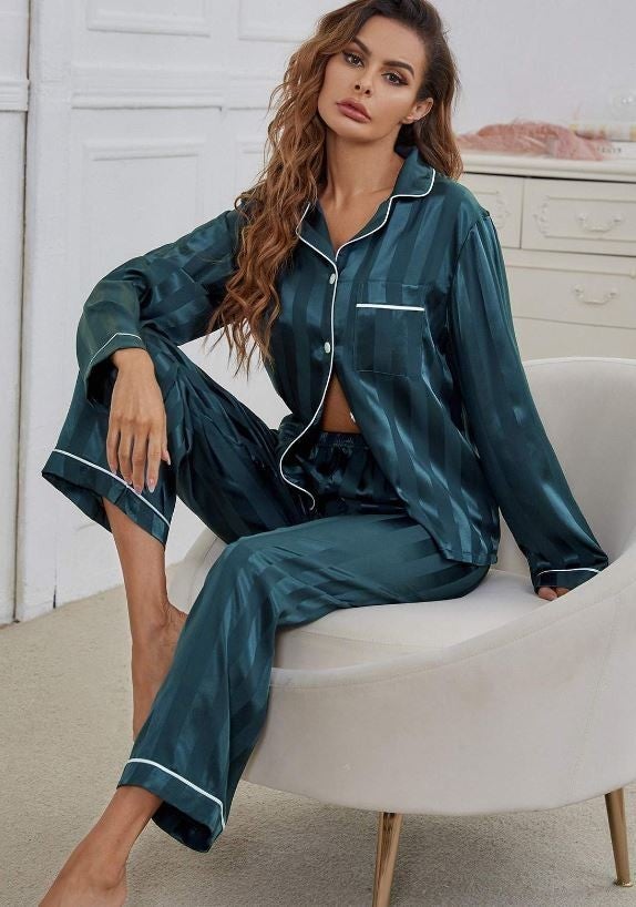 Let's Stay In Satin Pajama Set | S-XL-2 Piece Outfit Sets-Krush Kandy, Women's Online Fashion Boutique Located in Phoenix, Arizona (Scottsdale Area)