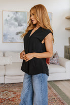 Elevate Everyday Blouse in Black-Short Sleeve Tops-Krush Kandy, Women's Online Fashion Boutique Located in Phoenix, Arizona (Scottsdale Area)