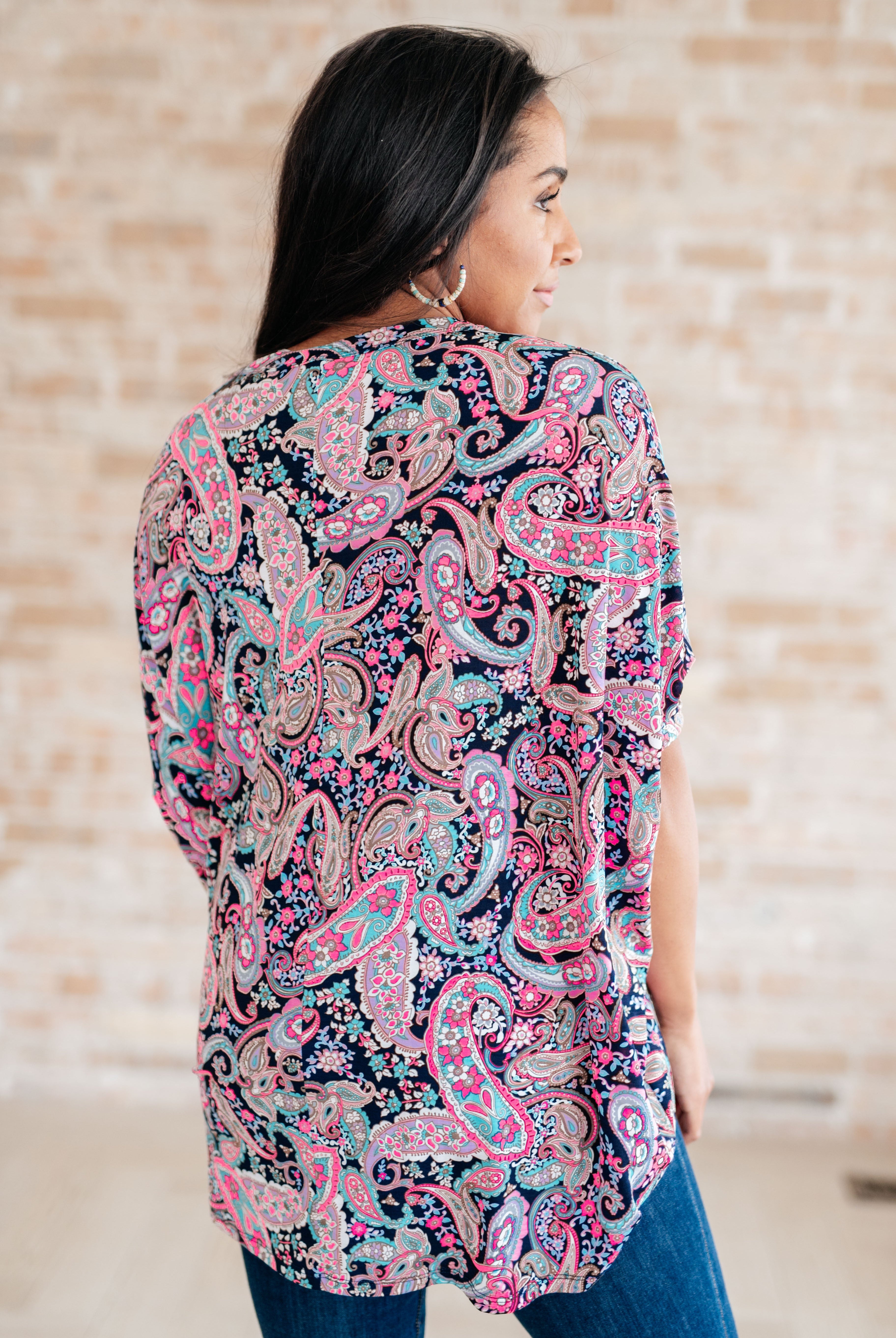 Essentially You Top in Pink Paisley-Long Sleeve Tops-Krush Kandy, Women's Online Fashion Boutique Located in Phoenix, Arizona (Scottsdale Area)