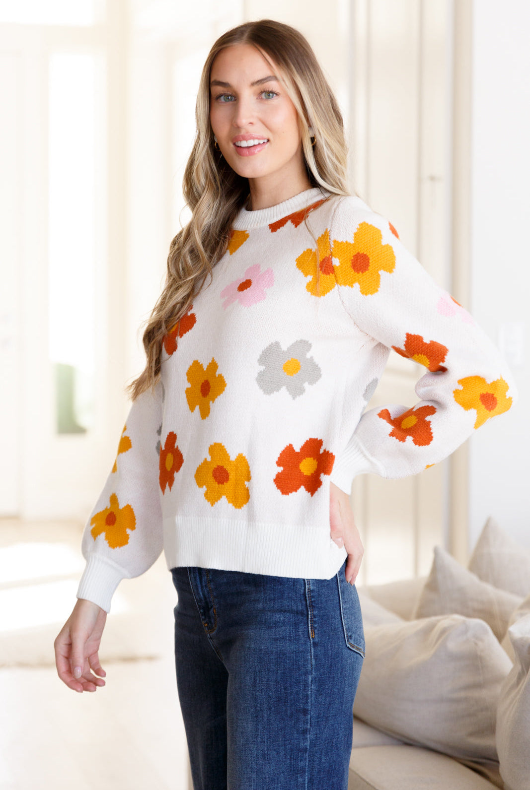 Falling Flowers Floral Sweater-Sweaters-Krush Kandy, Women's Online Fashion Boutique Located in Phoenix, Arizona (Scottsdale Area)