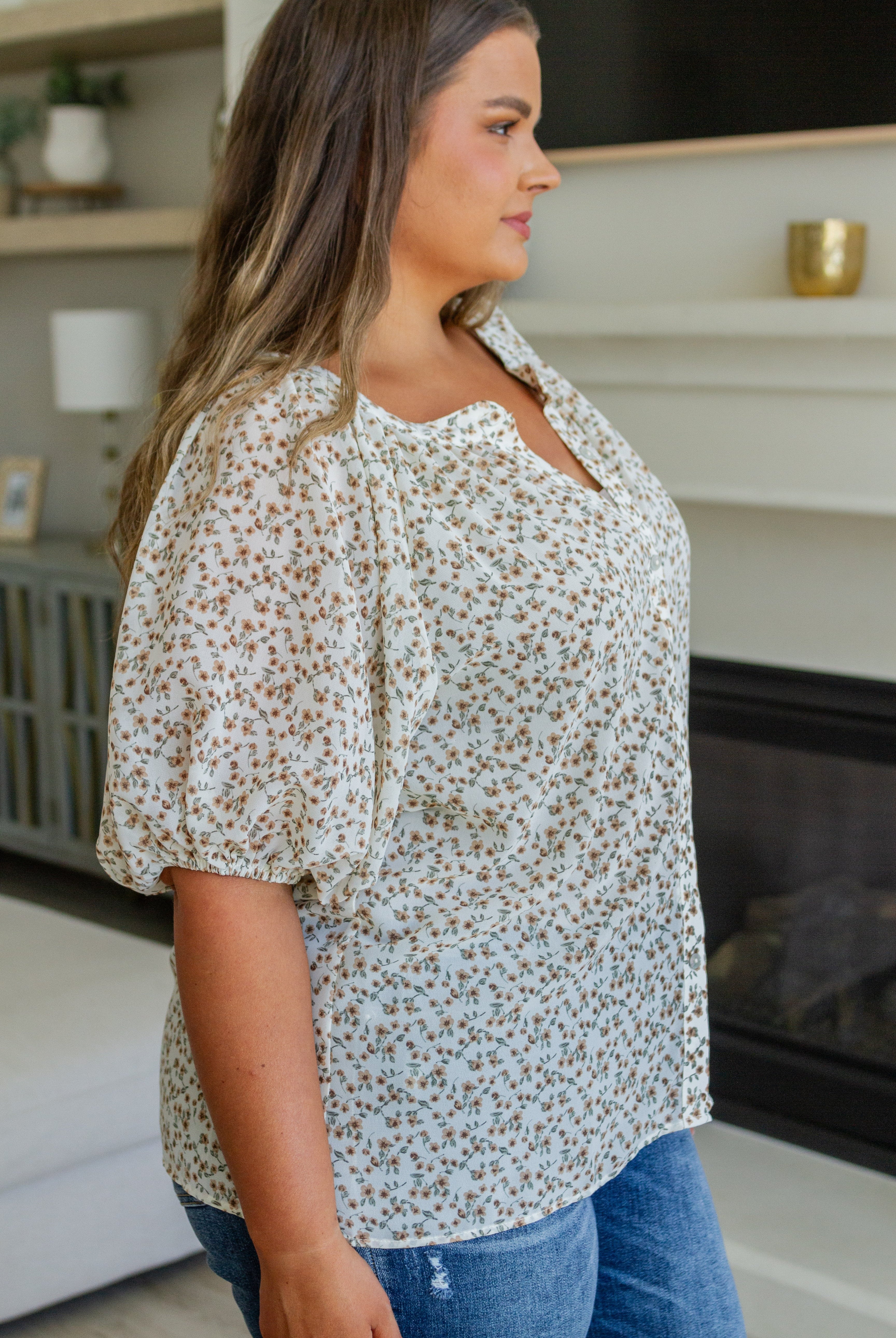 Fancy Me Floral Button Down-Short Sleeve Tops-Krush Kandy, Women's Online Fashion Boutique Located in Phoenix, Arizona (Scottsdale Area)