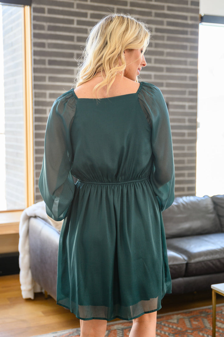Front And Center Balloon Sleeve Dress in Green | S-3X-Dresses-Krush Kandy, Women's Online Fashion Boutique Located in Phoenix, Arizona (Scottsdale Area)