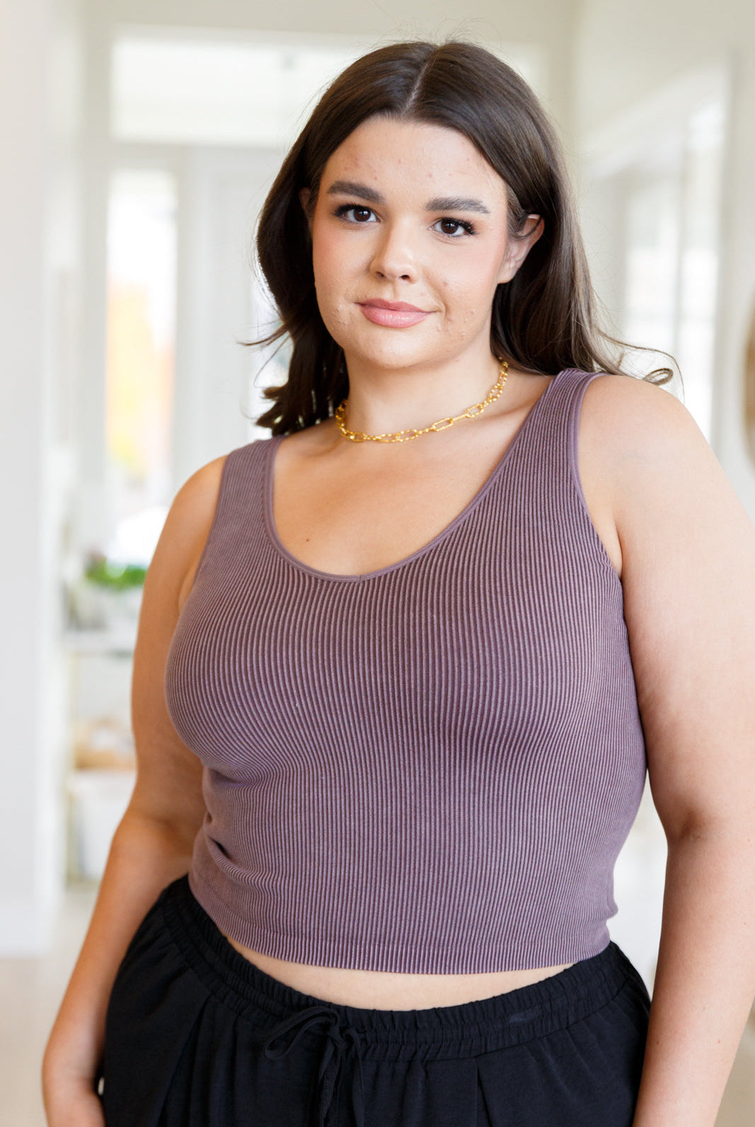 Fundamentals Ribbed Seamless Reversible Tank in Brown-Tanks-Krush Kandy, Women's Online Fashion Boutique Located in Phoenix, Arizona (Scottsdale Area)