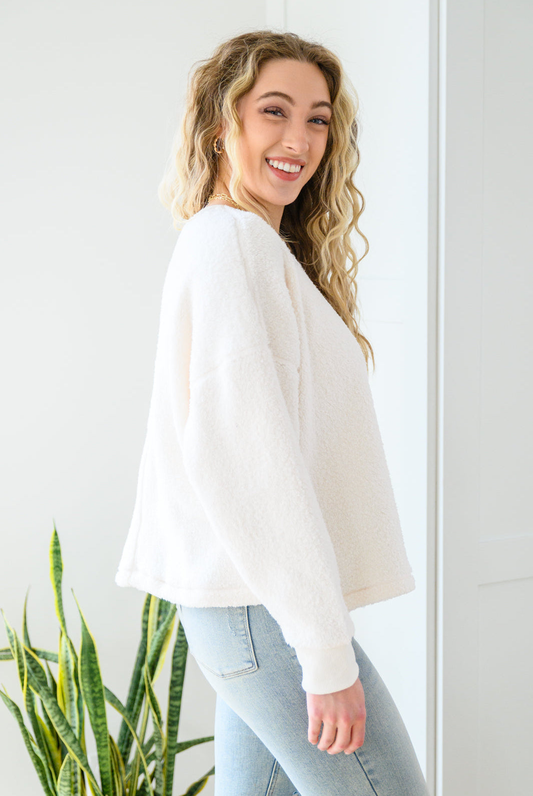Fuzzy Cuddles Sweater in Off White | S - 3XL-Sweaters-Krush Kandy, Women's Online Fashion Boutique Located in Phoenix, Arizona (Scottsdale Area)