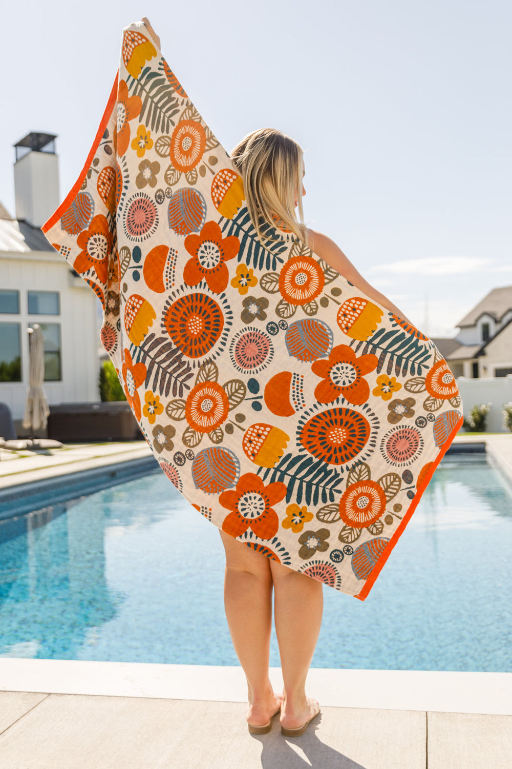 Luxury Beach Towel in Bright Retro Floral-Swimwear-Krush Kandy, Women's Online Fashion Boutique Located in Phoenix, Arizona (Scottsdale Area)
