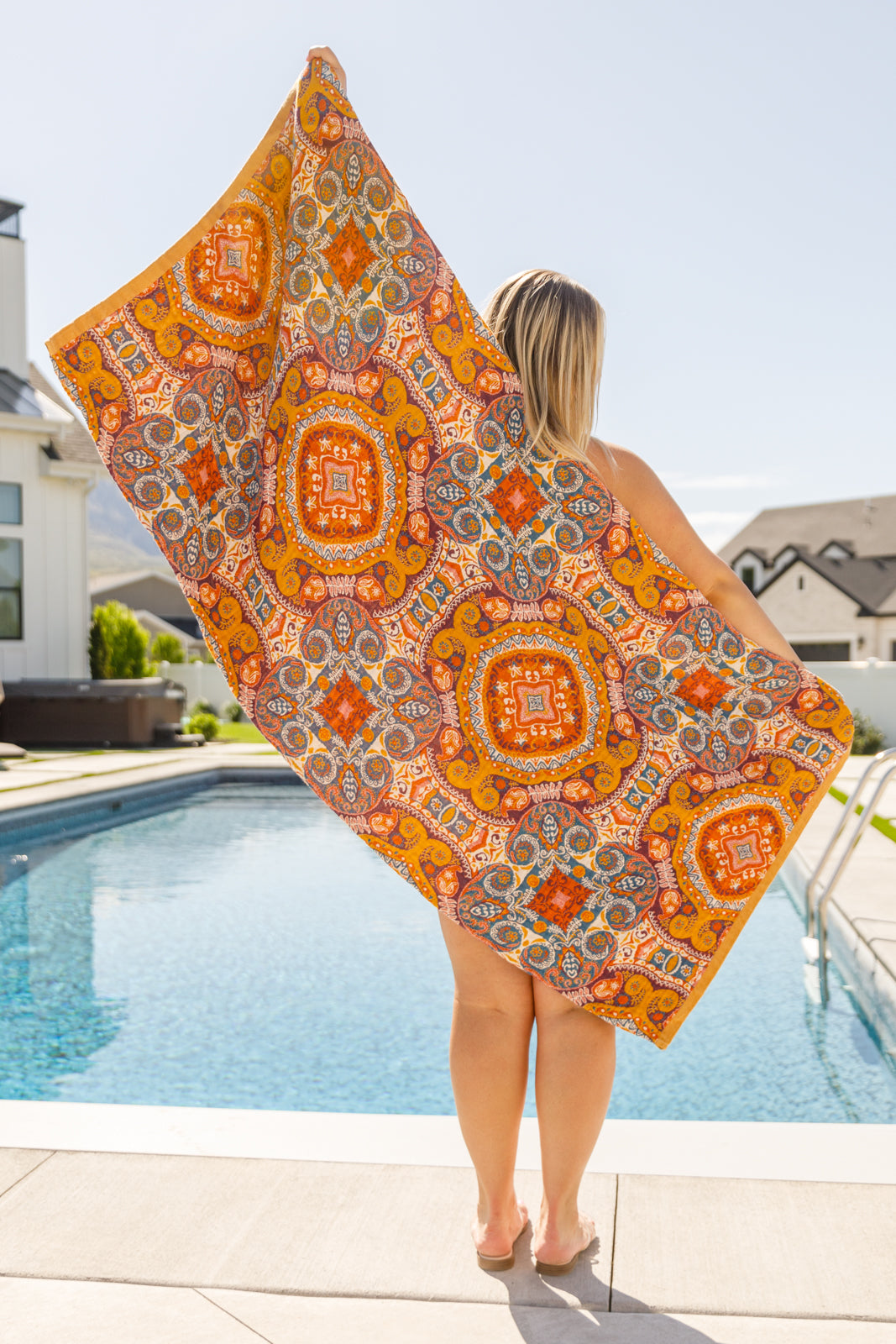 Luxury Beach Towel in Boho Medallions-Swimwear-Krush Kandy, Women's Online Fashion Boutique Located in Phoenix, Arizona (Scottsdale Area)
