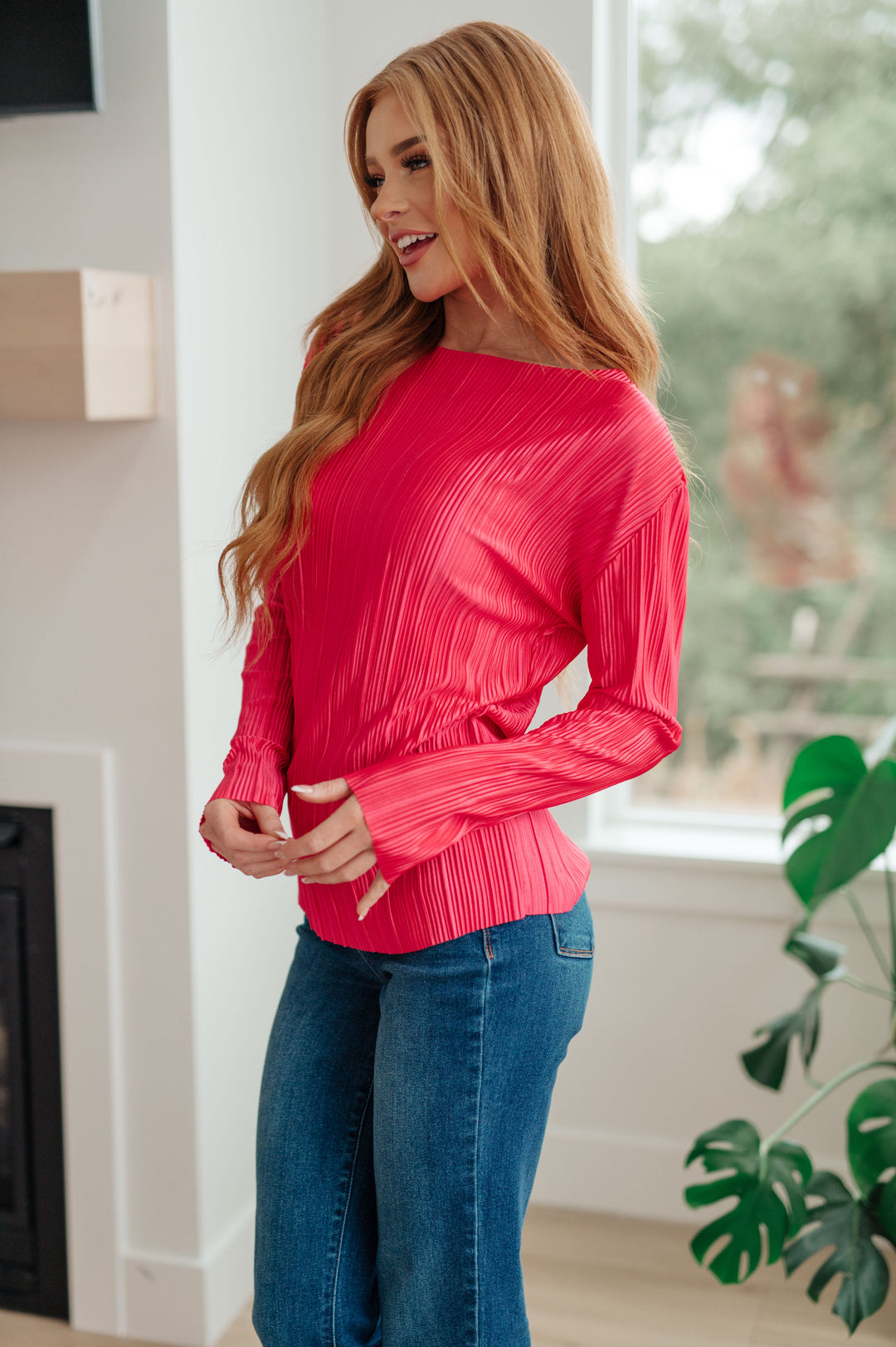 Going Out Plisse Top-Long Sleeve Tops-Krush Kandy, Women's Online Fashion Boutique Located in Phoenix, Arizona (Scottsdale Area)