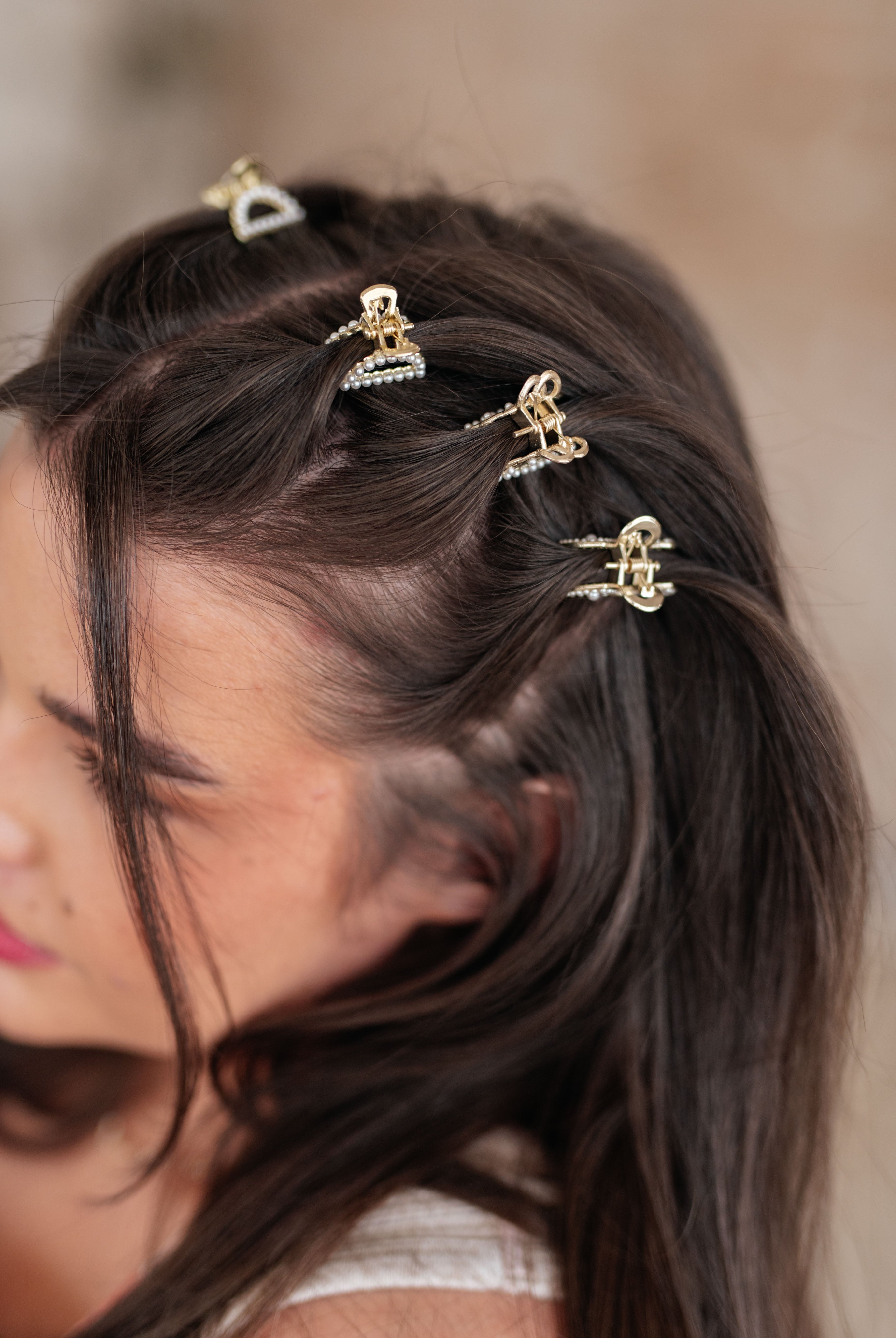 Gold & Pearl Mini Hair Clips Set of Three-Accessories-Krush Kandy, Women's Online Fashion Boutique Located in Phoenix, Arizona (Scottsdale Area)