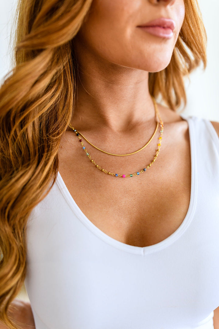 Golden Kaleidoscope Layered Necklace-Necklaces-Krush Kandy, Women's Online Fashion Boutique Located in Phoenix, Arizona (Scottsdale Area)