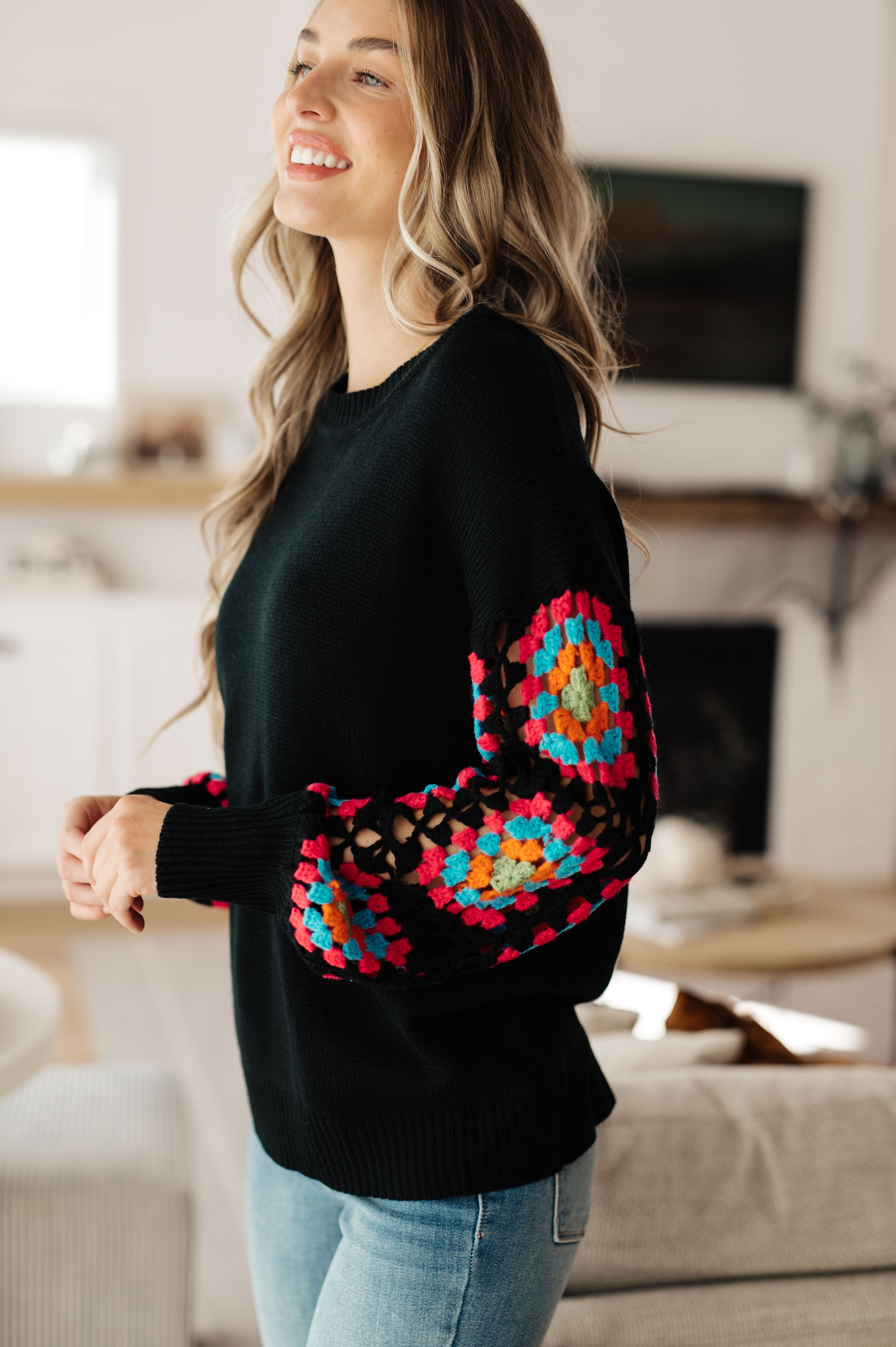 Granny Knows Best Crochet Accent Sweater-Sweaters-Krush Kandy, Women's Online Fashion Boutique Located in Phoenix, Arizona (Scottsdale Area)
