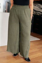 Harmony High Rise Wide Pants in Olive-Pants-Krush Kandy, Women's Online Fashion Boutique Located in Phoenix, Arizona (Scottsdale Area)