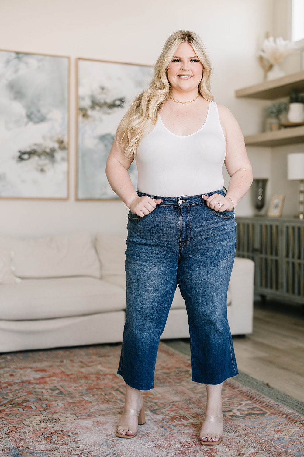 Judy Blue Hayes High Rise Wide Leg Crop Jeans-Jeans-Krush Kandy, Women's Online Fashion Boutique Located in Phoenix, Arizona (Scottsdale Area)