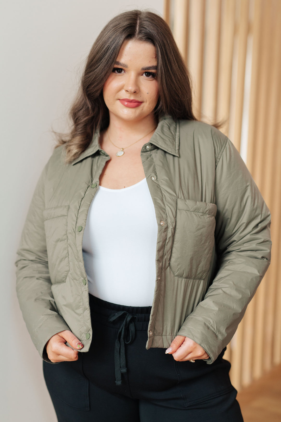 Hear Me Out Lightweight Puffer Jacket in Olive-Jackets-Krush Kandy, Women's Online Fashion Boutique Located in Phoenix, Arizona (Scottsdale Area)
