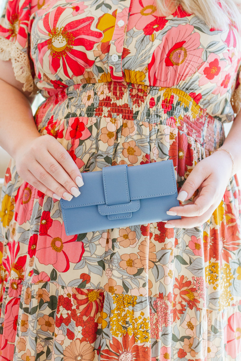 Hello Spring Oversized Wallet in Light Blue-Purses & Bags-Krush Kandy, Women's Online Fashion Boutique Located in Phoenix, Arizona (Scottsdale Area)