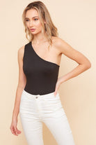 (4 Colors) All In Love One Shoulder Sleeveless Bodysuit-Bodysuits-Krush Kandy, Women's Online Fashion Boutique Located in Phoenix, Arizona (Scottsdale Area)