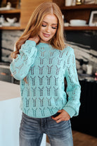 Hole In One Sheer Pointelle Knit Sweater-Sweaters-Krush Kandy, Women's Online Fashion Boutique Located in Phoenix, Arizona (Scottsdale Area)