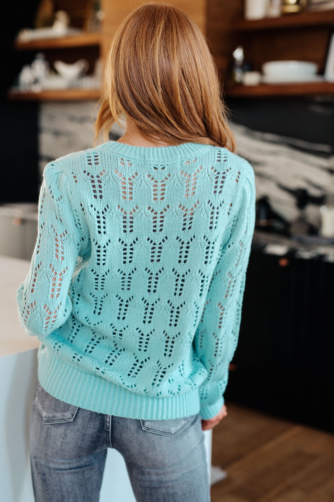 Hole In One Sheer Pointelle Knit Sweater-Sweaters-Krush Kandy, Women's Online Fashion Boutique Located in Phoenix, Arizona (Scottsdale Area)