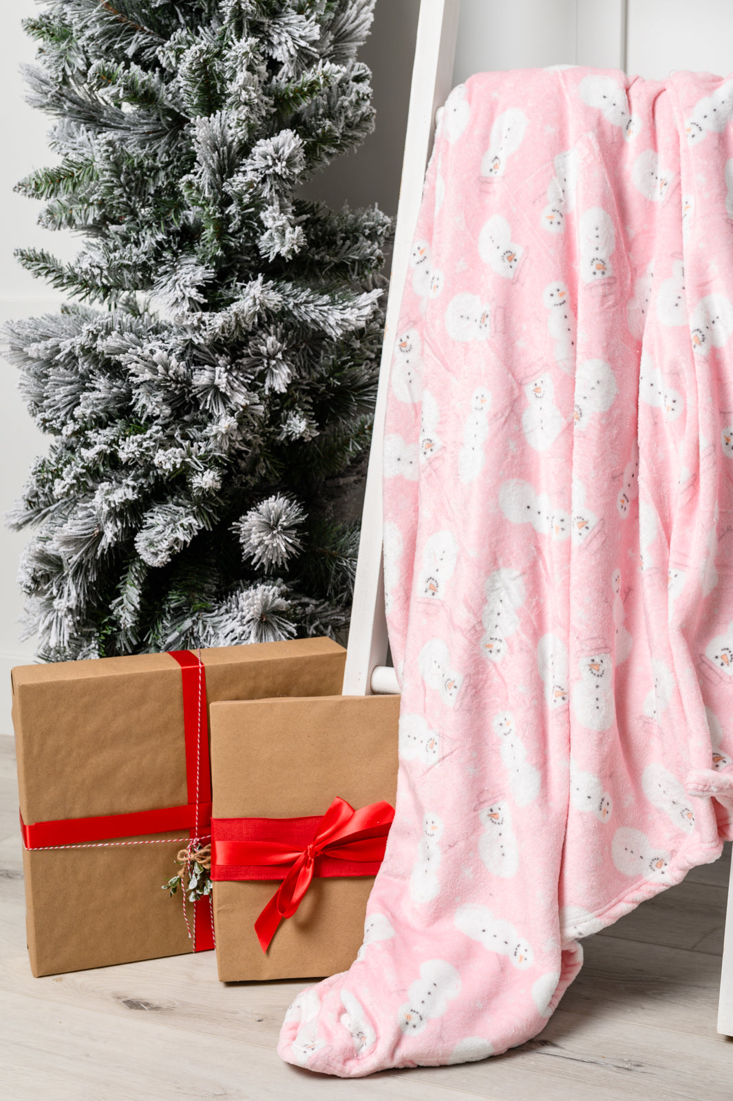 Holiday Fleece Blanket in Pink Snowman-Blankets-Krush Kandy, Women's Online Fashion Boutique Located in Phoenix, Arizona (Scottsdale Area)