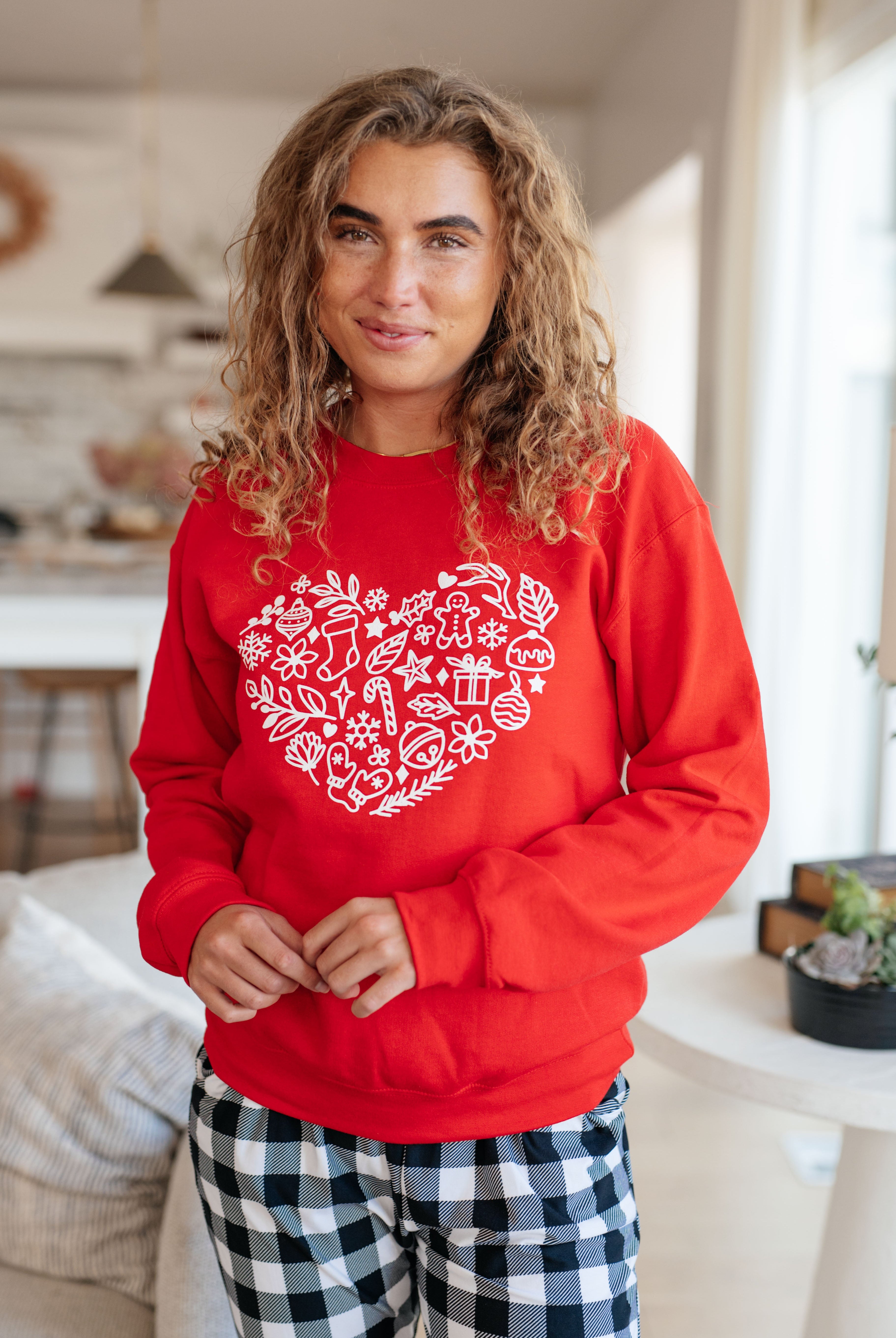Holiday Heart Sweatshirt-Sweatshirts-Krush Kandy, Women's Online Fashion Boutique Located in Phoenix, Arizona (Scottsdale Area)