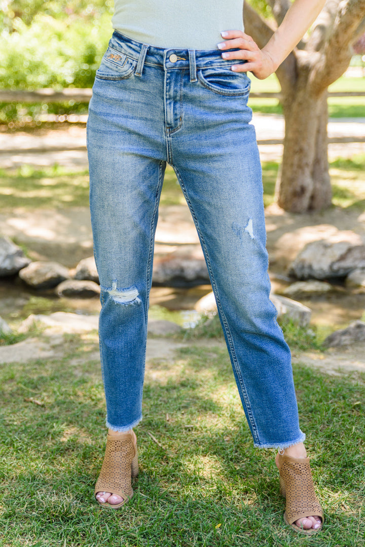 Judy Blue Howdy Embroidery Boyfriend Jeans-Jeans-Krush Kandy, Women's Online Fashion Boutique Located in Phoenix, Arizona (Scottsdale Area)