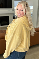 Cropped Hooded Denim Jacket in Mustard-Jackets-Krush Kandy, Women's Online Fashion Boutique Located in Phoenix, Arizona (Scottsdale Area)