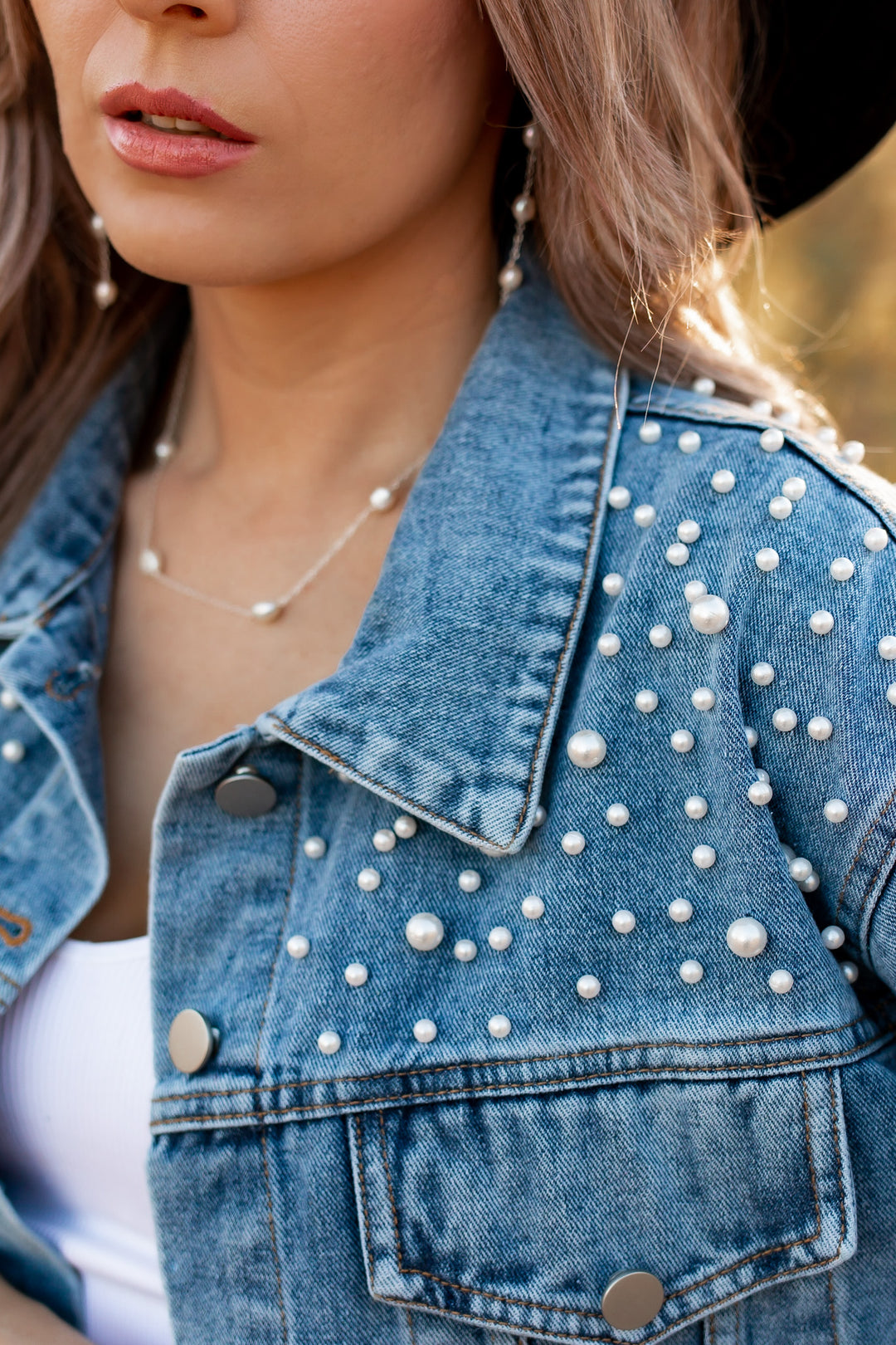 Women's Pearl Jean Jacket | Krush Kandy Boutique | Phoenix, AZ
