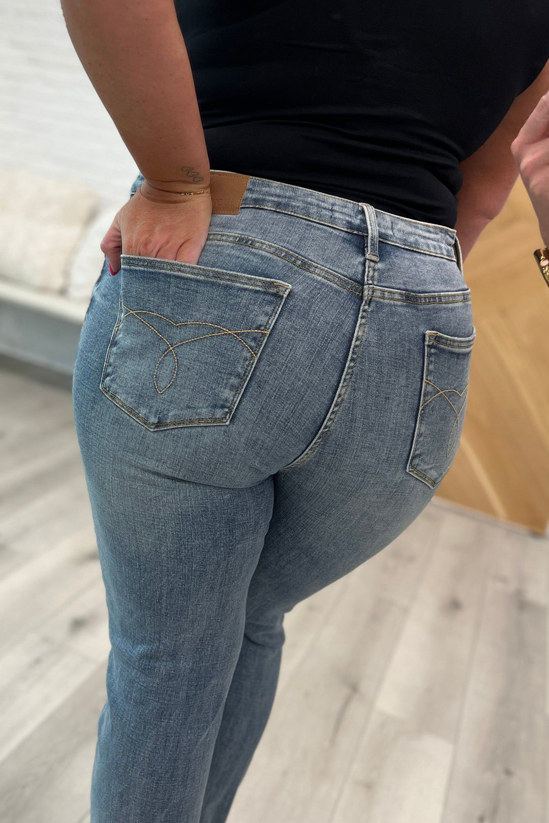 Judy Blue Elodie Mid Rise Distressed Boyfriend Jeans-Jeans-Krush Kandy, Women's Online Fashion Boutique Located in Phoenix, Arizona (Scottsdale Area)