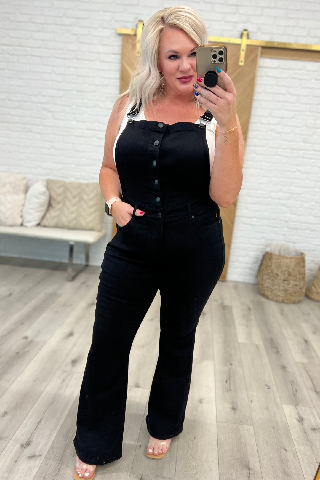 Judy Blue Imogene Control Top Retro Flare Overalls in Black-Jeans-Krush Kandy, Women's Online Fashion Boutique Located in Phoenix, Arizona (Scottsdale Area)