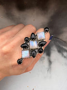 Black Onyx & Moonstone Cluster Sterling Silver Ring-Cluster Rings-Krush Kandy, Women's Online Fashion Boutique Located in Phoenix, Arizona (Scottsdale Area)