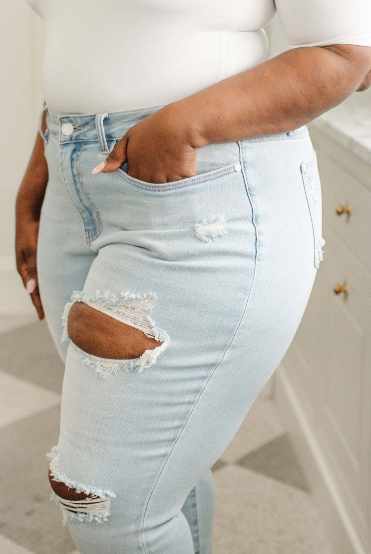 Judy Blue Super Light Destroyed Boyfriend Jeans-Jeans-Krush Kandy, Women's Online Fashion Boutique Located in Phoenix, Arizona (Scottsdale Area)