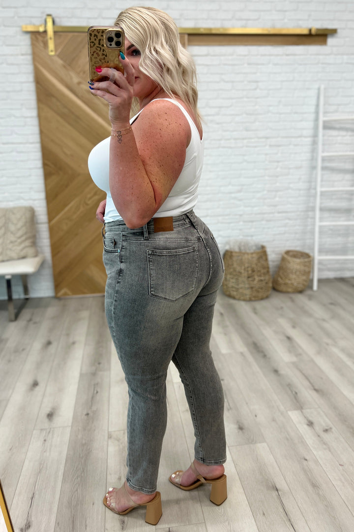 Judy Blue Charlotte High Rise Stone Wash Slim Jeans in Gray-Jeans-Krush Kandy, Women's Online Fashion Boutique Located in Phoenix, Arizona (Scottsdale Area)