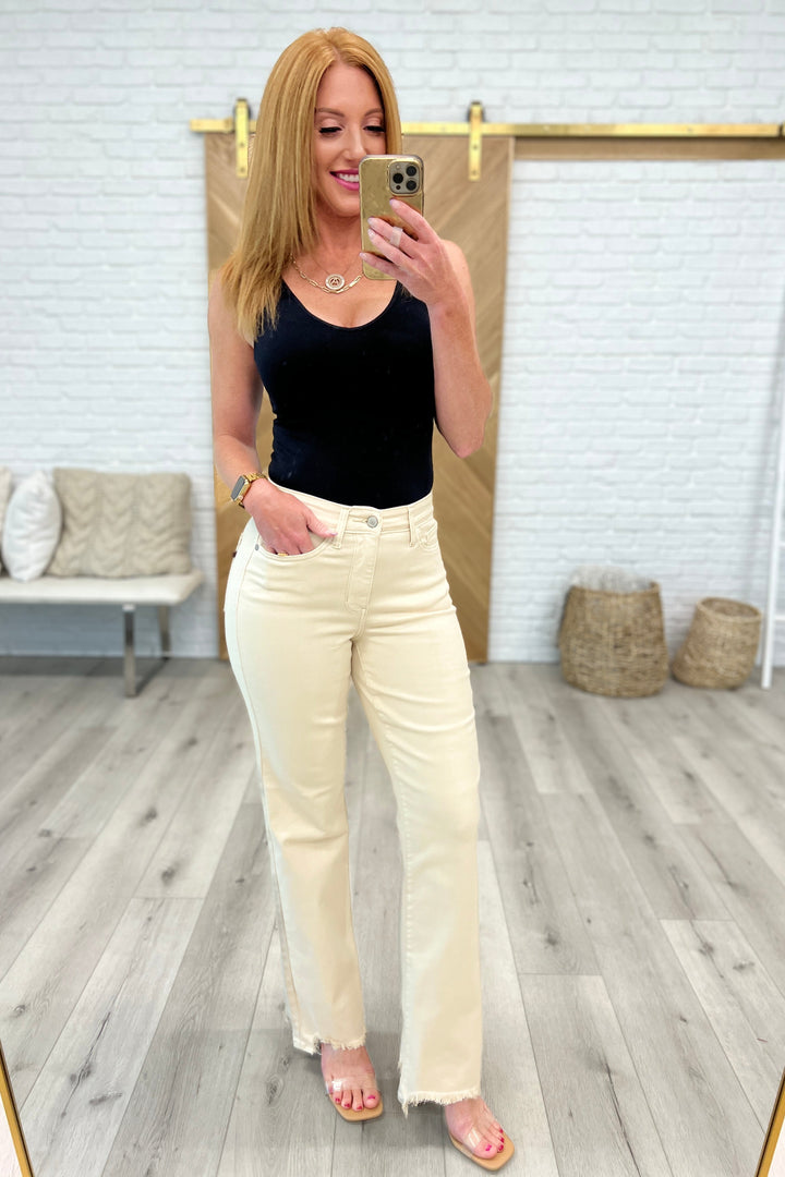 Judy Blue Alice High Rise Over Dyed 90's Straight Jeans in Light Khaki-Jeans-Krush Kandy, Women's Online Fashion Boutique Located in Phoenix, Arizona (Scottsdale Area)