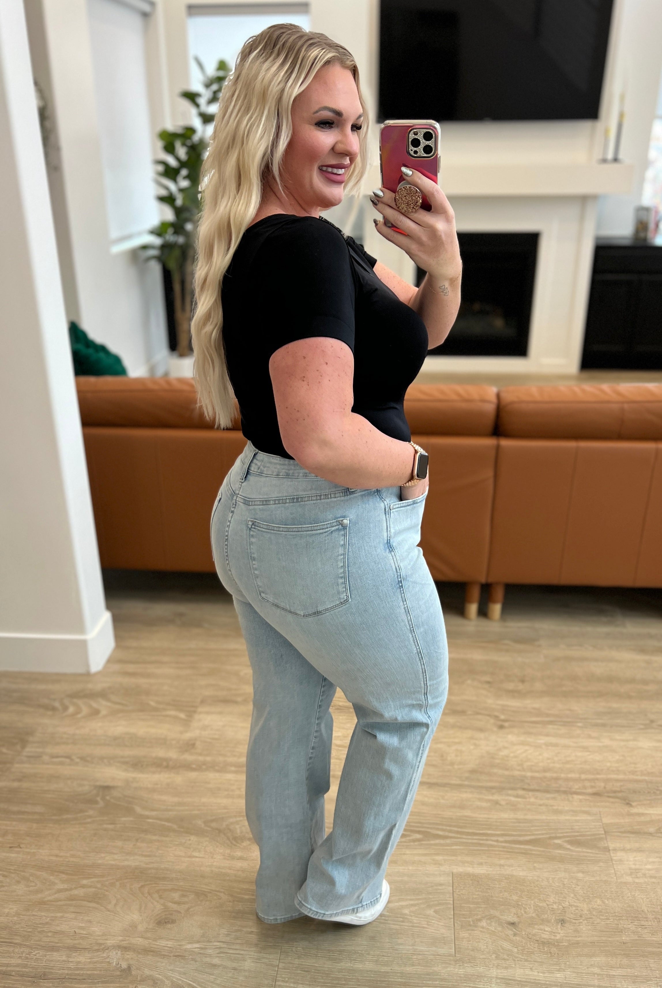 JUDY BLUE Brooke High Rise Control Top Vintage Wash Straight Jeans-Jeans-Krush Kandy, Women's Online Fashion Boutique Located in Phoenix, Arizona (Scottsdale Area)