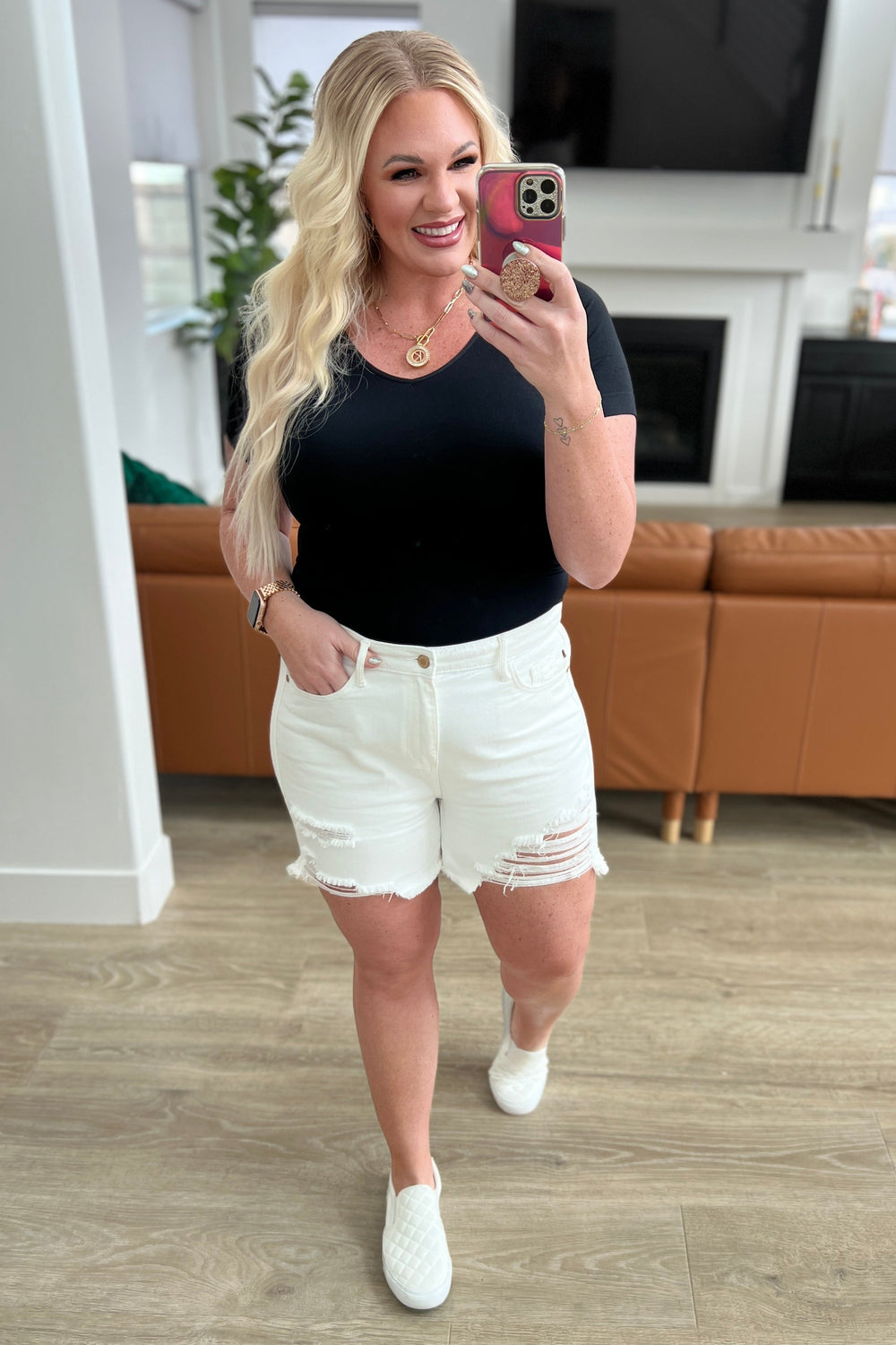Jessie High Rise Rigid Magic Cutoff Shorts in White-Jeans-Krush Kandy, Women's Online Fashion Boutique Located in Phoenix, Arizona (Scottsdale Area)