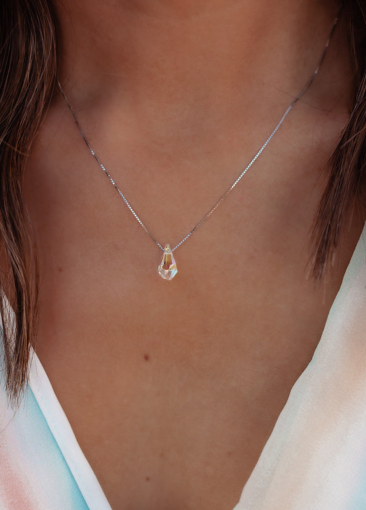 Water Drop Sterling Silver Crystal Necklace-Necklaces-Krush Kandy, Women's Online Fashion Boutique Located in Phoenix, Arizona (Scottsdale Area)