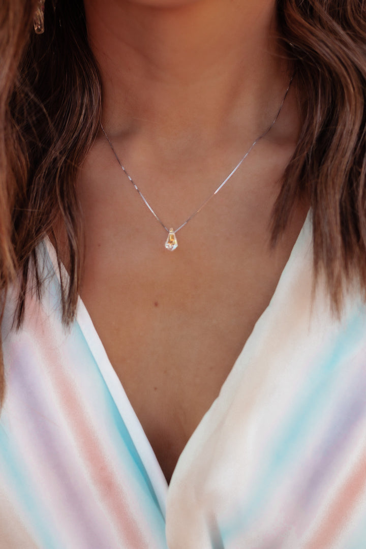Water Drop Sterling Silver Crystal Necklace-Necklaces-Krush Kandy, Women's Online Fashion Boutique Located in Phoenix, Arizona (Scottsdale Area)