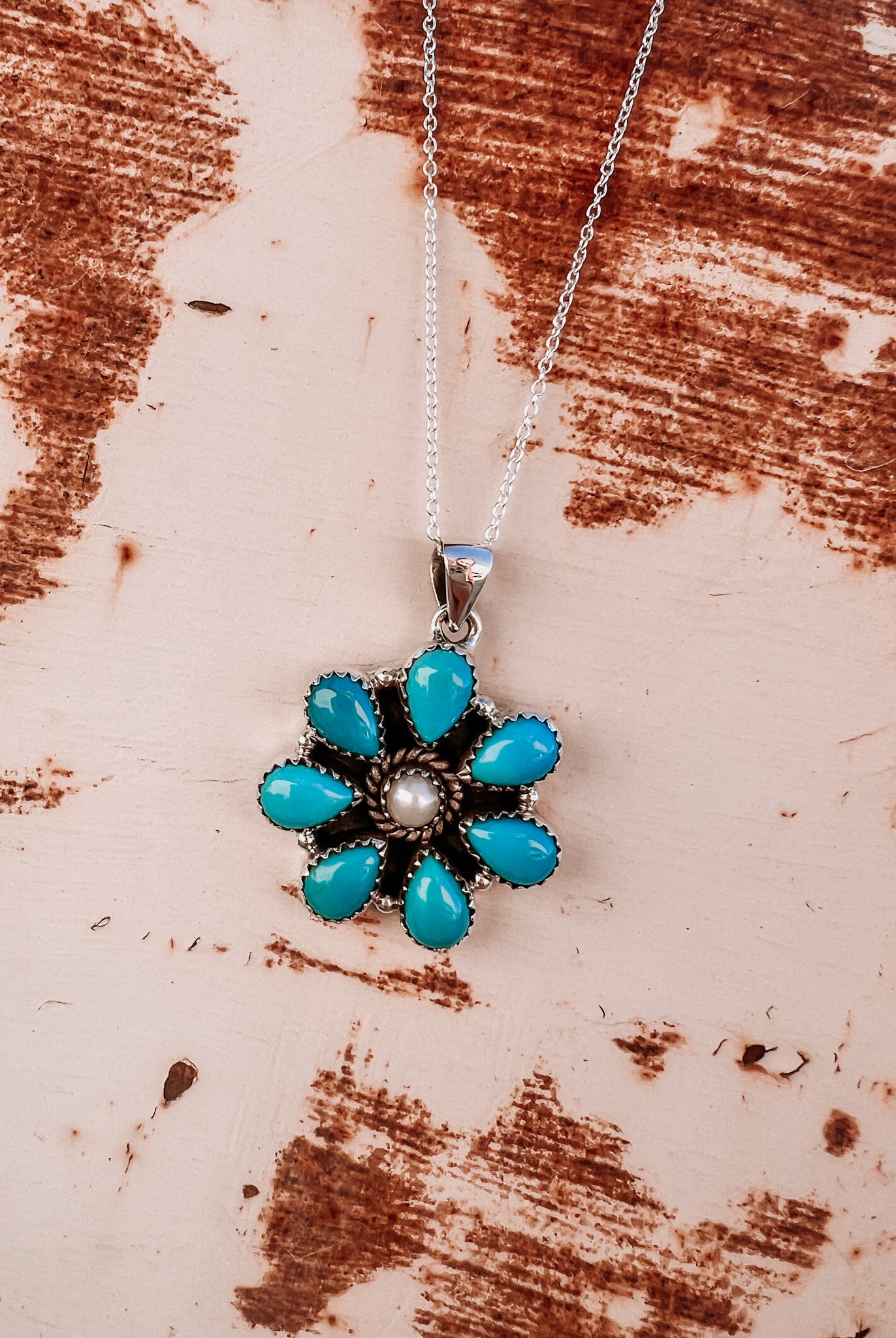 Sleeping Beauty Turquoise Flower Cluster Necklaces-Earrings-Krush Kandy, Women's Online Fashion Boutique Located in Phoenix, Arizona (Scottsdale Area)
