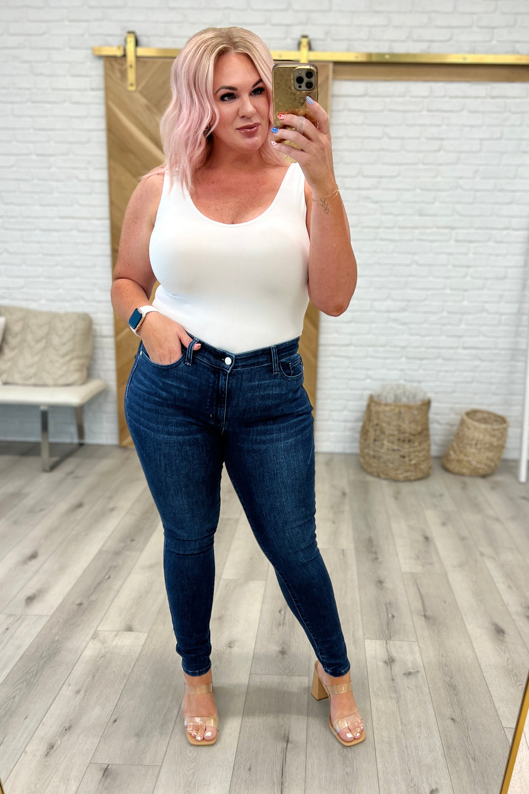 Judy Blue Addison Mid Rise Crinkle Ankle Skinny Jeans-Jeans-Krush Kandy, Women's Online Fashion Boutique Located in Phoenix, Arizona (Scottsdale Area)