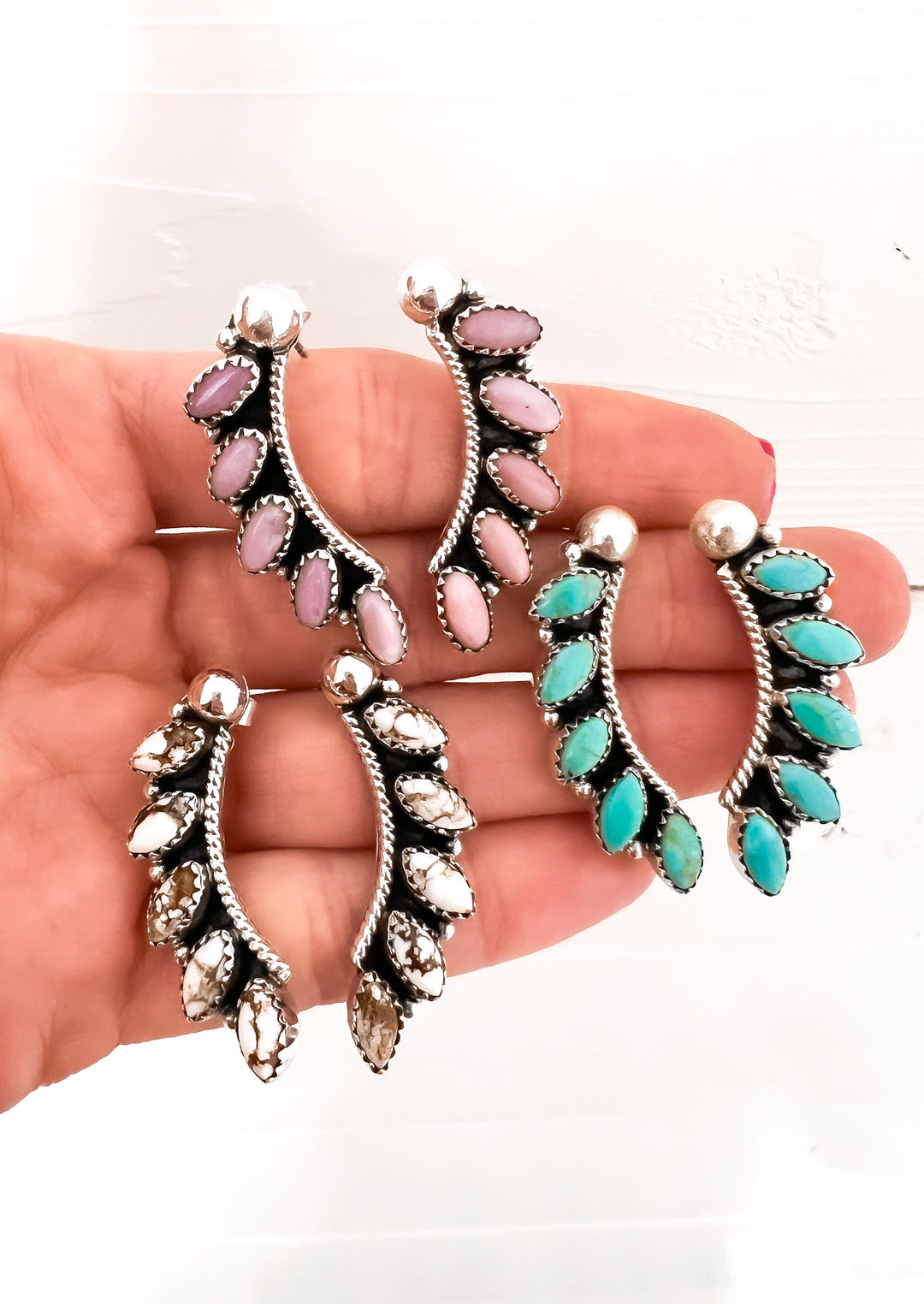 Angelic Sterling Silver Stone Earrings | PRE ORDER-Earrings-Krush Kandy, Women's Online Fashion Boutique Located in Phoenix, Arizona (Scottsdale Area)